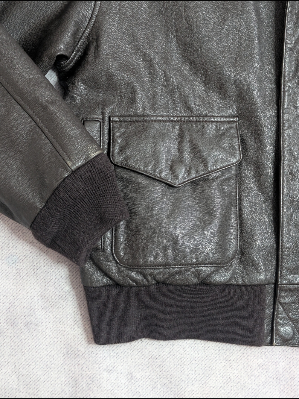 Air Force Airborne Leathers Jacket Mens  Size L Dark Brown Bomber USA Flag Lined - Picture 4 of 10